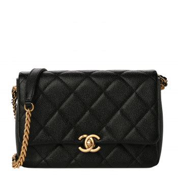 CHANEL Shiny Caviar Quilted Small Chain Melody Flap.